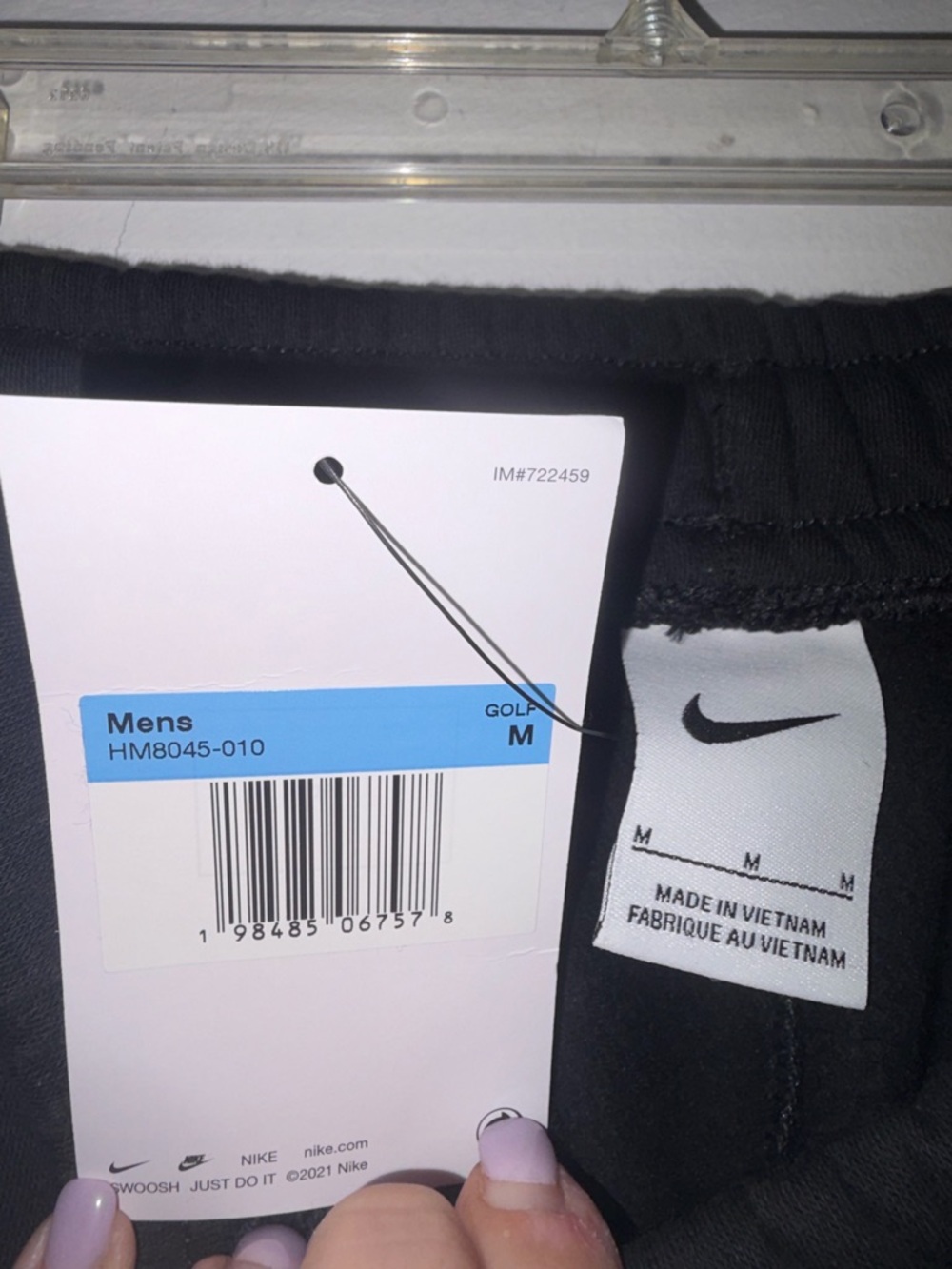 NWT Nike Golf Men’s Black Fleece Joggers with White Swoosh - Picture 2 of 4